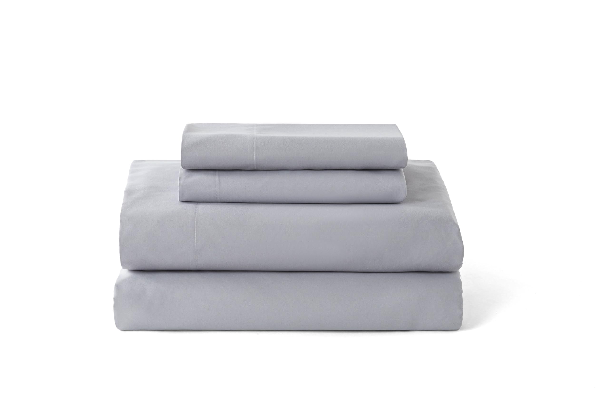 Todocama 4-Piece Bed Sheet Set - 3001 - Fitted Sheet - Top Sheet - Two Pillowcases 50 x 80 cm (Bed 105 x 190/200 cm, Light Grey) - Image 2