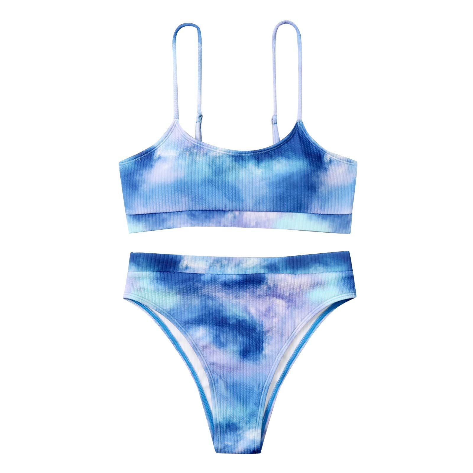 Sizoer Bikinis Jeans Mujer Conjunto de Bikini de Cintura Alta con Almohadilla Envolvente para Mujer, Traje de baño con Tanga, Traje de baño de Piezas Bikinis Oferta