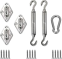 Vista 9 de SunnyRoyal Kit de accesorios para toldo con cuerda de alambre de tensión de 18 pies para parasol triangular, juego de accesorios para jardín al aire