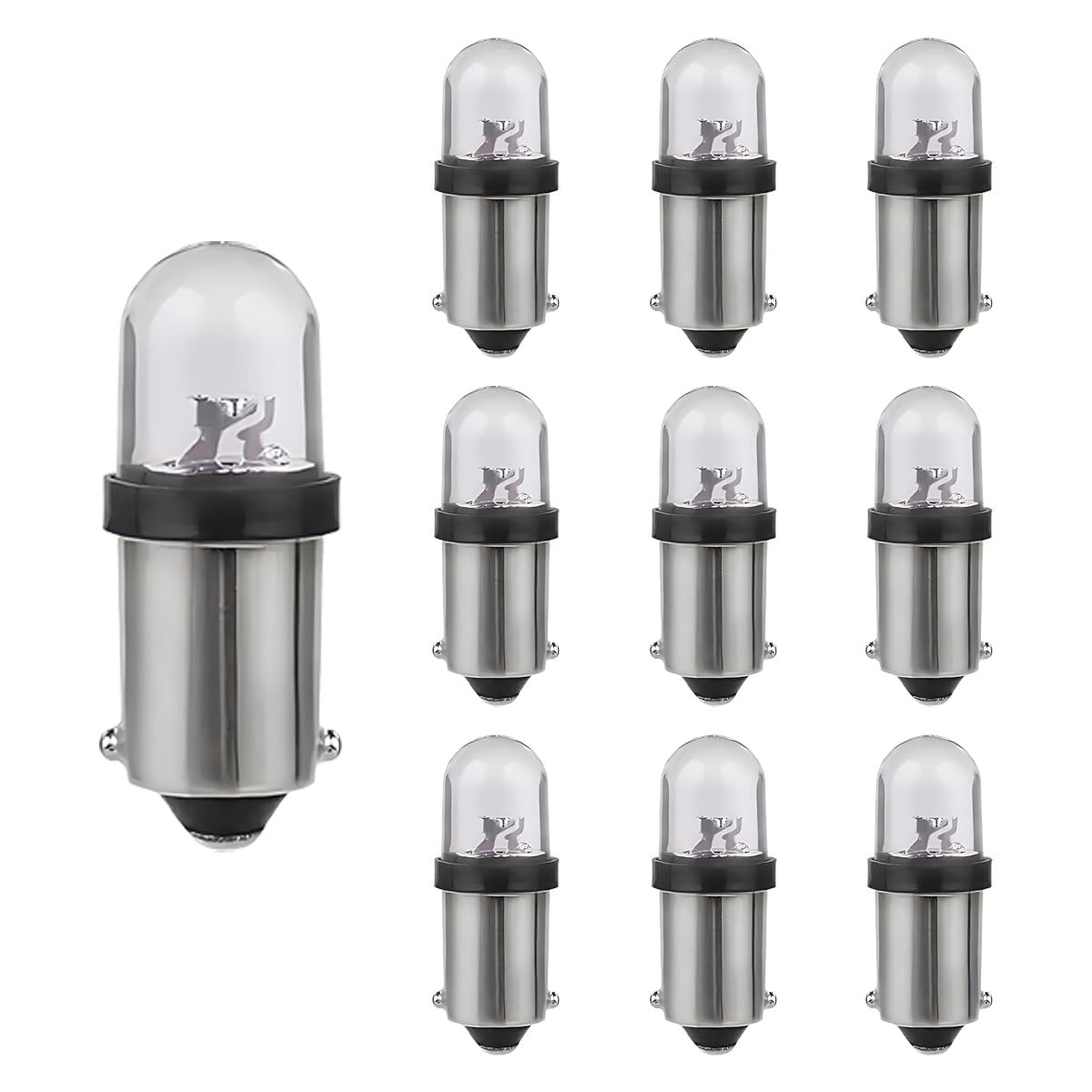 10PCS BA9S LED Car Bulbs, BA9 1895 1891 57 53 3893 47830 64111 No Error LED Bulb, 12V 3030-SMD 6000K Excellent Bright Car Interior Bulb for License Plate, Glove Box, Map Dome Light (Colorful)