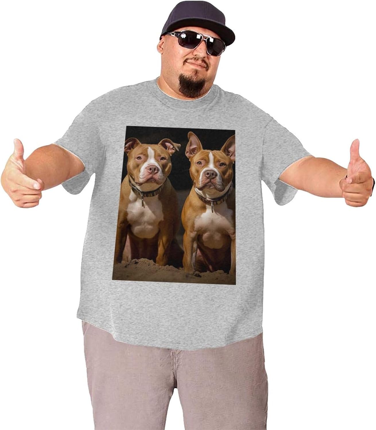 T-Shirt Plus Size Heavyweight T Shirt for Men Big and Tall Tshirts | Pitbull Dogs Oversized Tshirts For Men Short Sleeve Upf 50+ Sun Protection T-Shirt For Casual & Daily Wear