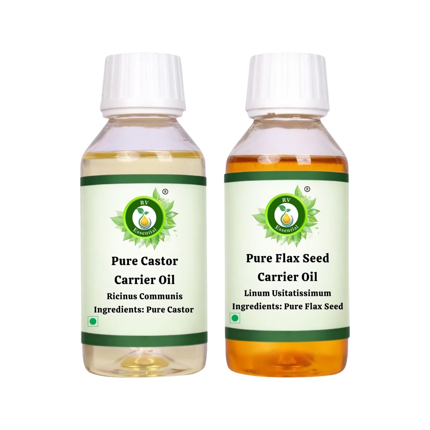 R V Essential Castor (100ml) and Flax Seed Carrier Oil (100ml)- 100% Pure & Natural Cold Pressed For Skin Face Hair Body Nails Scalp Massage Aromatherapy Diffuser Soap Candle Perfume Making-picture-46