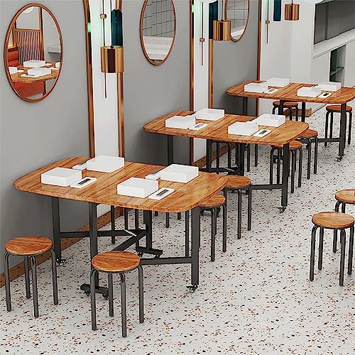 Table pliante extensible en bois à roulettes mobiles pour un agencement modulable
