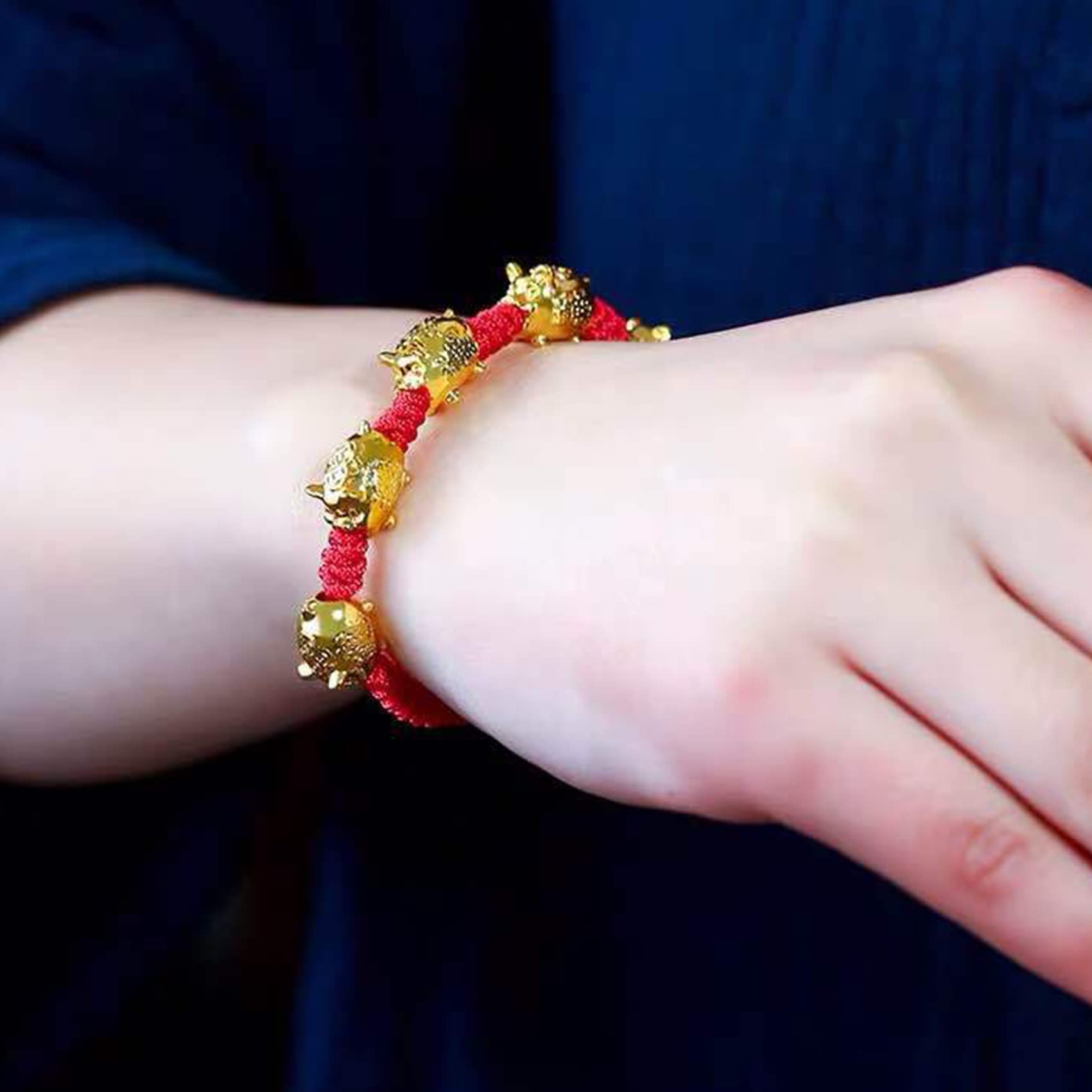Pulsera De Riqueza Feng Shui Pulsera De Hilo Rojo Dragón Pulsera De Animal del Zodíaco Chino Pulsera De La Suerte Roja Pulsera Budista Hecha A Mano Amuleto De Buena Suerte Ajustable,Pig3
