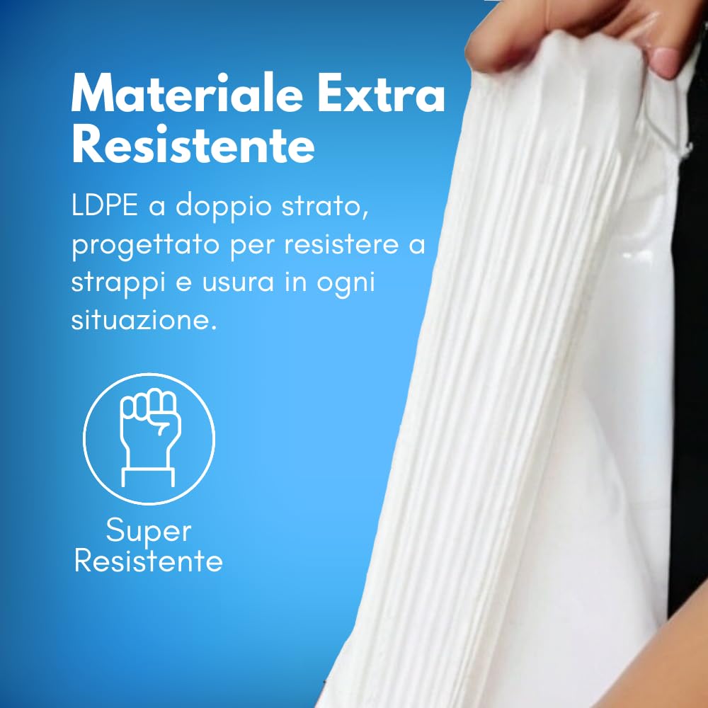 GM Grembiule Monouso in LDPE Bianco 110×70 cm, Impermeabile, Superficie Goffrata, Latex Free, per Cucina e Uso Professionale