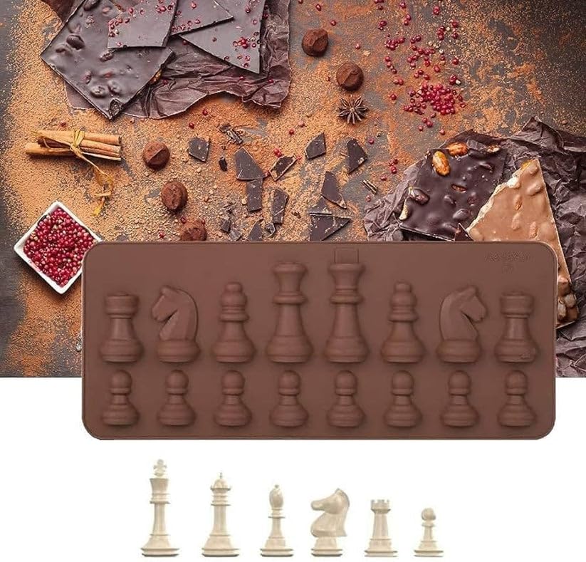 Homebakers Mart Chess Piece Silicone Mould | 16-Cavity 3D Chess Design Mold with King, Queen, Knight, and Pawn Shapes for Chocolate, Candy, Ice, Jelly, Soap & Candle Making-picture-29