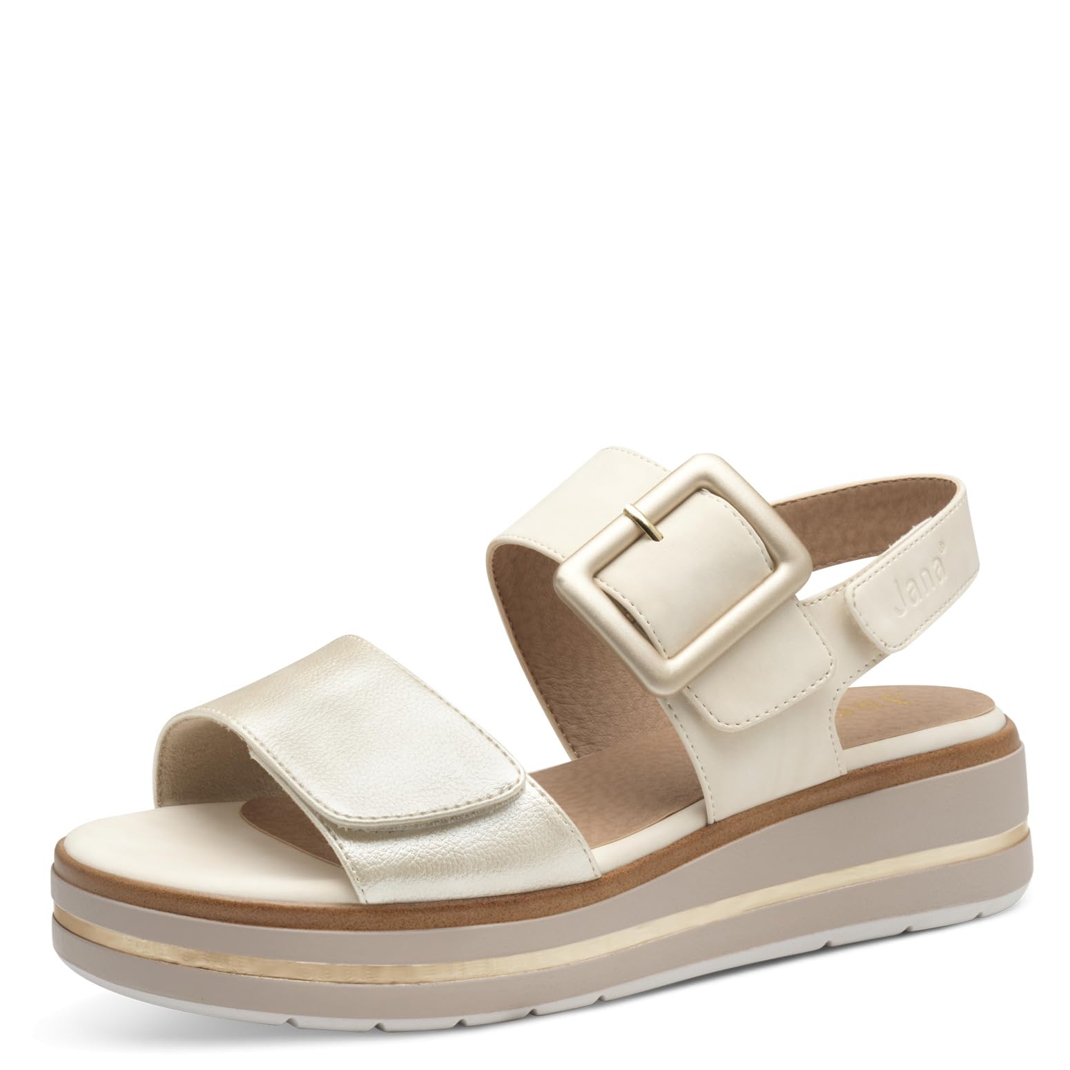 Jana Damen Sandalen flach mit Schnalle Vegan