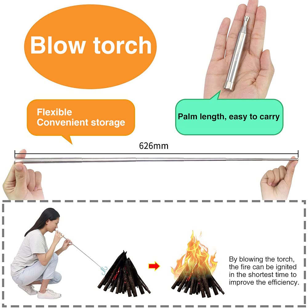 EDC Bushcraft Soffietti Telescopici Tascabili In Acciaio Inox Per Accendere Il Fuoco - Ideali Per Survival, Bushcraft, Campeggio Soffietto Telescopico Acciaio - Foto 5