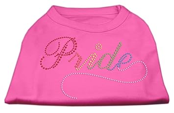 Mirage Pet Products Rainbow Pride Rhinestone Pet Shirt, Small, Bright Pink
