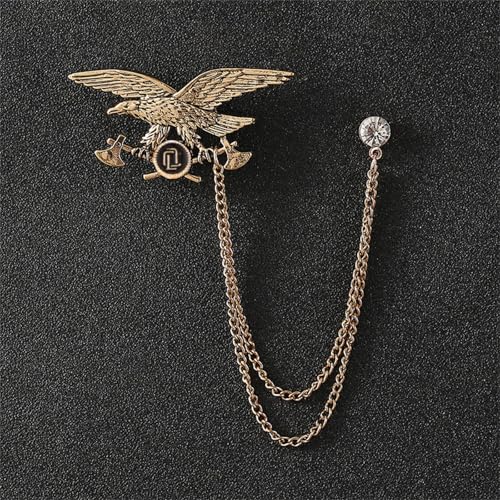 Image of 2PCS Crystal Hanging Chain Brooch Suit Pin for Men Women Vintage Crown Cross Star Diamond Broochs Gold and Silver Wedding Brooch for Clothes Dress Hats Bags Accessory