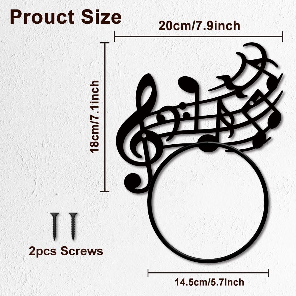 MAYJOYDIY Pentatonische Note, Metall-Handtuchring, Musiknoten-Handtuchhalter, musikalischer künstlerischer Stil, Handtuchring, schwarzer Handtuchhalter, Wandmontage, für Badezimmer, Küche,