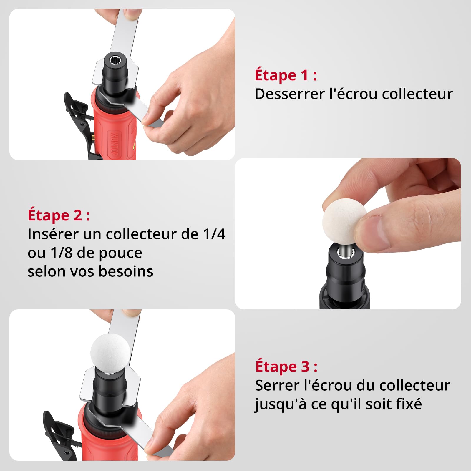 XUNTOP 1/4'' Meuleuse (Tête droite)