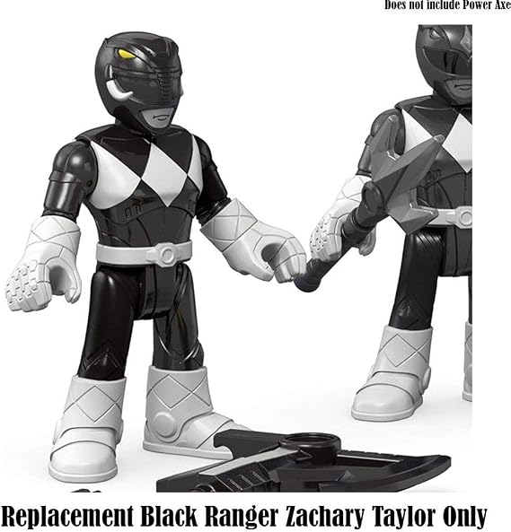 Imaginext Replacement Figure Power Rangers Playset CHH57 - Black Ranger and Blue Ranger ~ Replacement Black Ranger Zachary Taylor, Black, White