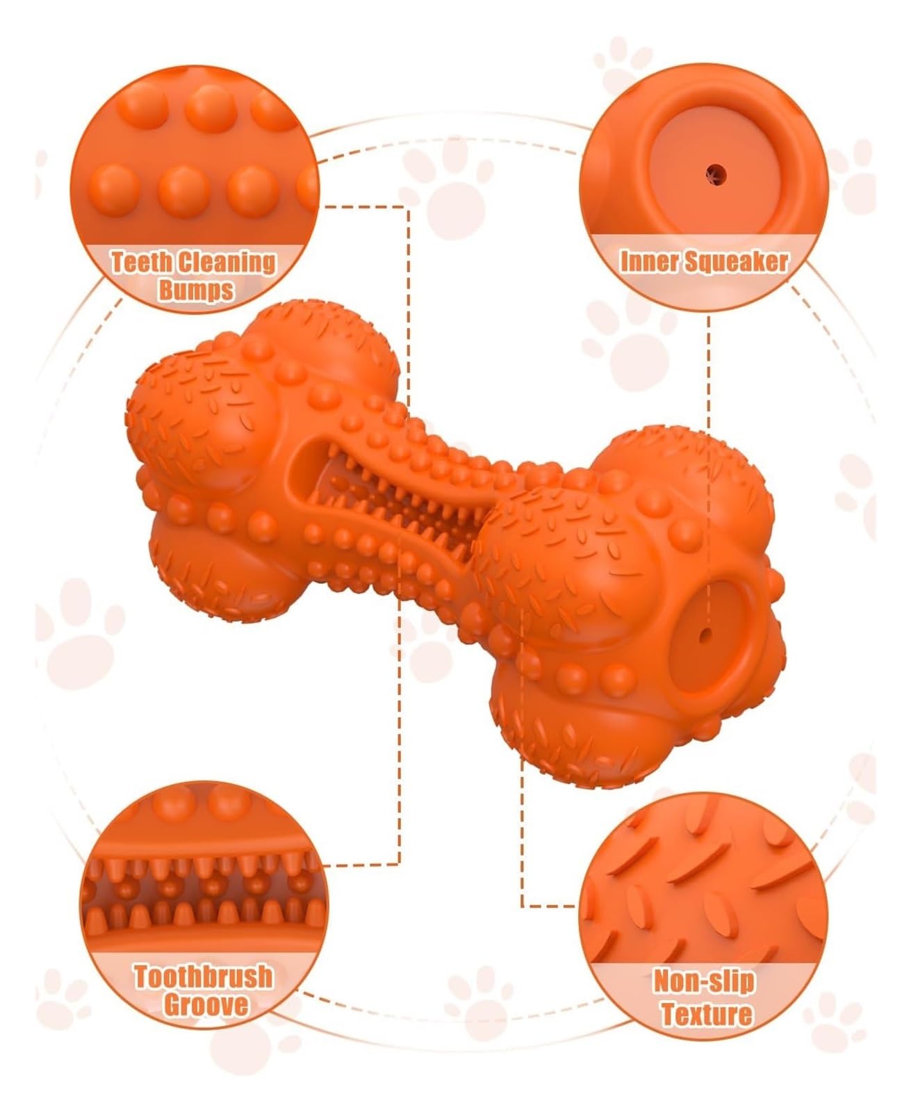 Genérico Juguetes masticables chirriantes for Perros con mordedores agresivos, Huesos de Goma Resistentes y duraderos for la Limpieza Dental, Juguete Indestructible for Mascotas