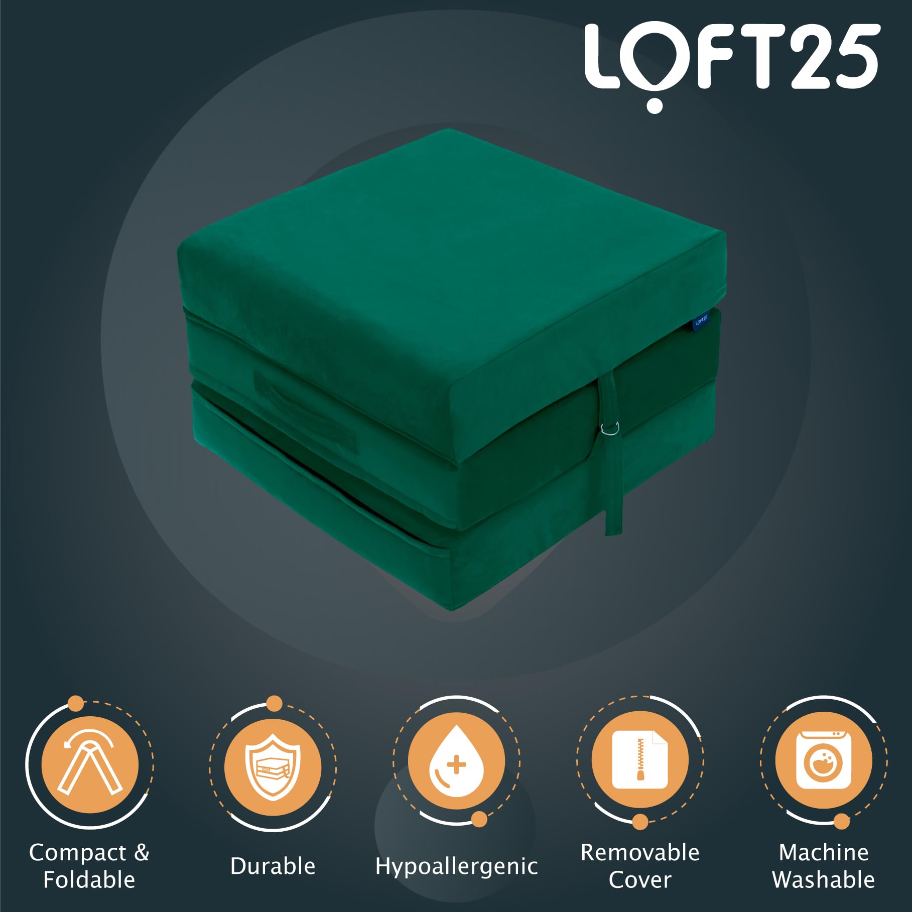 Loft 25 Uitklapbaar eenpersoonsbed Z | Fluwelen opvouwbare kubus Z-matras | Kindergasten Woonkamer Slaapkamer Slaappartij | Comfortabele Duurzame Lichtgewicht Sofa Stoel | Comfortabele Poef Futon Loft 25 Uitklapbaar eenpersoonsbed Z | Fluwelen opvouwbare kubus Z-matras | Kindergasten Woonkamer Slaapkamer Slaappartij | Comfortabele Duurzame Lichtgewicht Sofa Stoel | Comfortabele Poef Futon