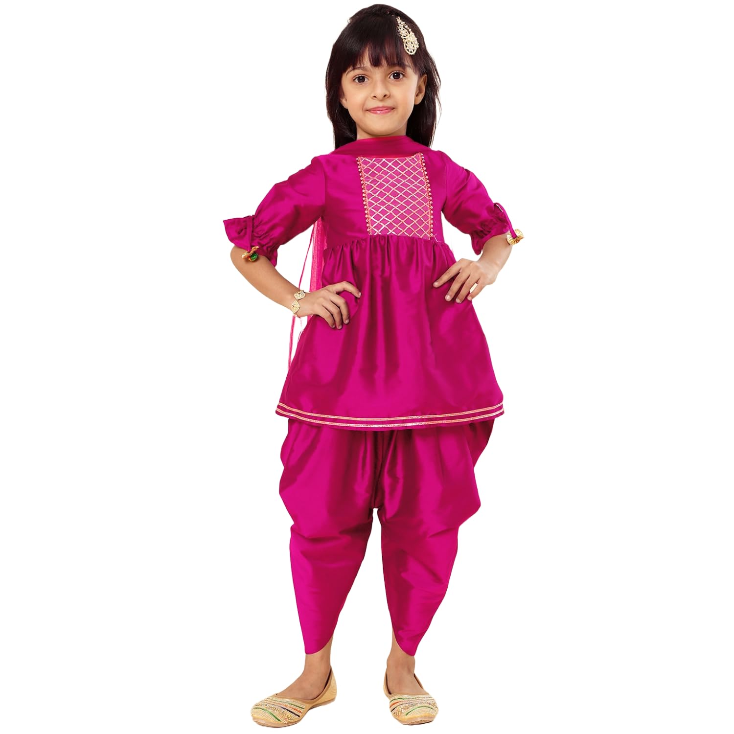 A.T.U.N. (ALL THINGS UBER NICE) Dziewczęce kurti ze spodniami Dhoti i Dupatta