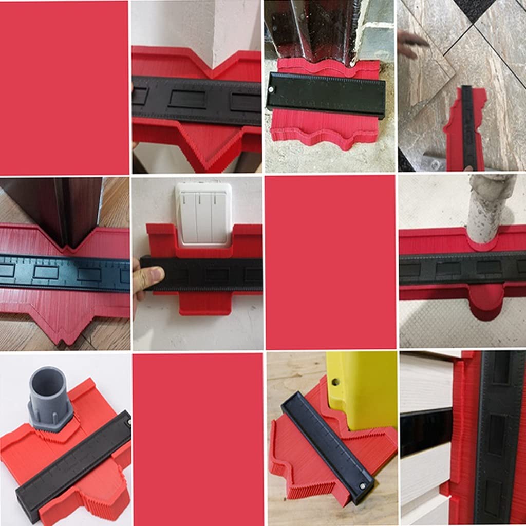 Winkelmesser Profil Konturgauge Leitung Kopierer Lineal Schneiden Vorlage Bau Holzbearbeitungsmessgerät Keramische Kachelfliesen Werkzeug 1. (Color : 10 Inch Red)