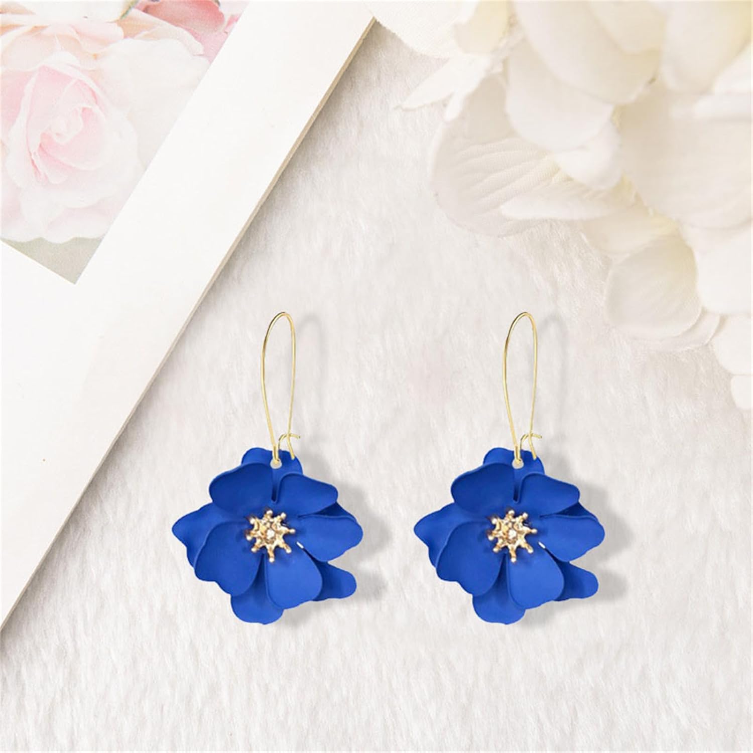 Daisy Flower Matte Earrings for Women Resin Elegant Bohemian Tiered Flower Hoop Earrings Chic Exaggerated Tassel Statement Earrings Wedding Jewelry - Image 5