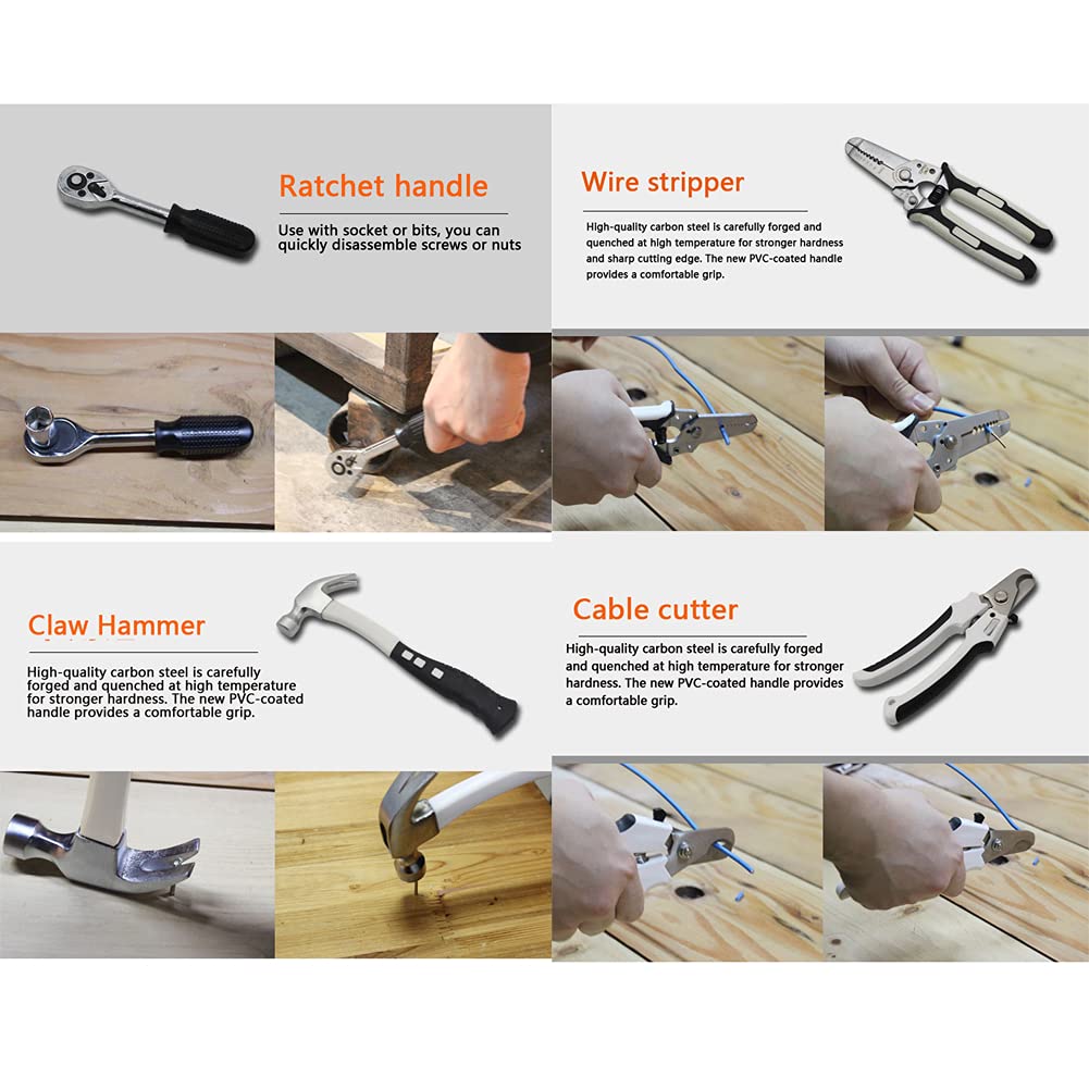 Kit di strumenti 55 in 1 con cassetta degli attrezzi prese chiave inglese Cacciavite martello Bit di precisione Precision Toolkit per la casa Riparazione Manutenzione Set di attrezzi universale