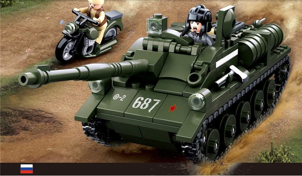 Sluban M38-B0687 military tank and motorcycle in a dynamic play scene