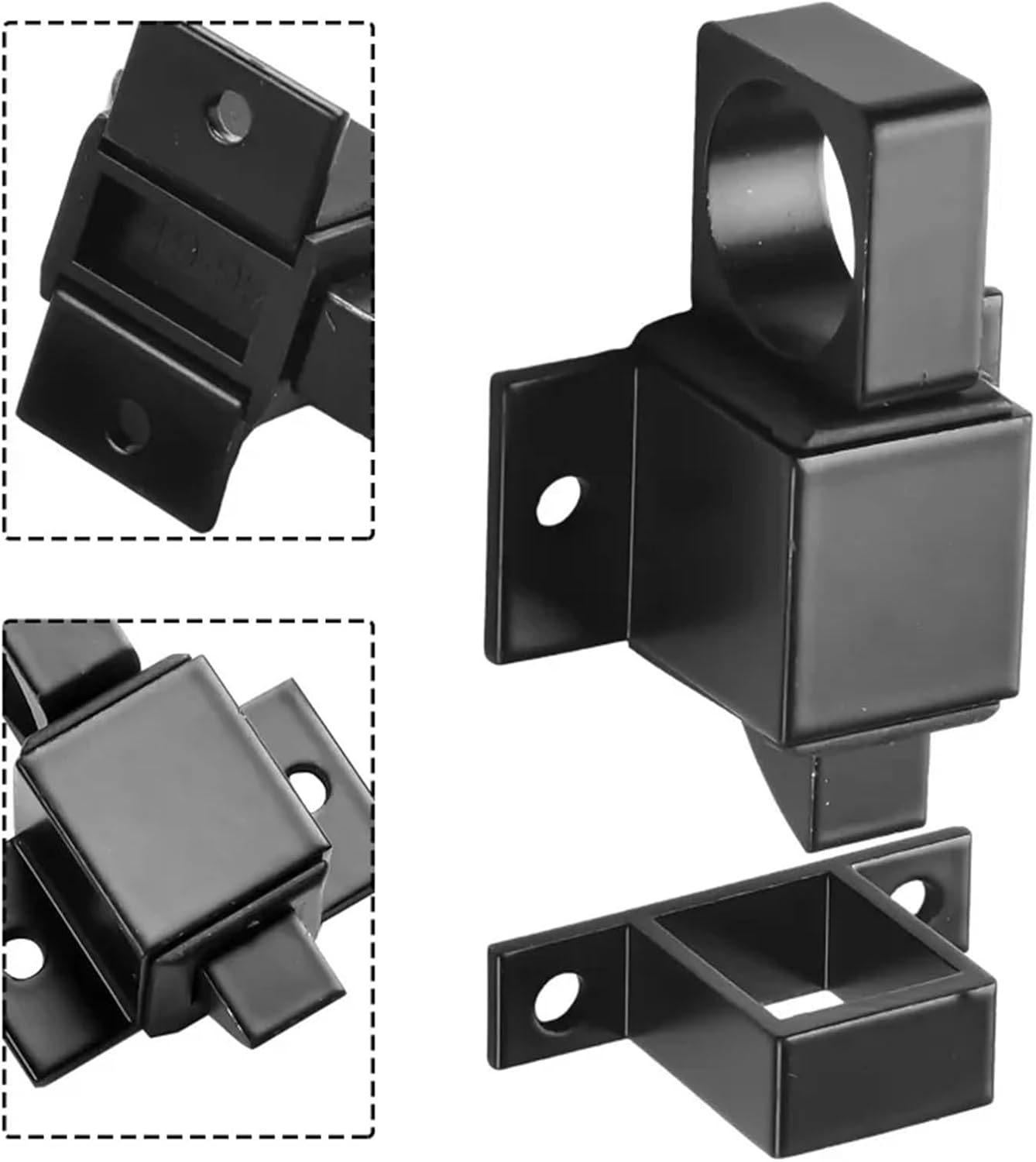 Self Closing Latch Spring Door Lock 5 PCS Aluminum Alloy Automatic Door Bolt Latch Home Window Gate Security Pull Ring Spring(Black)