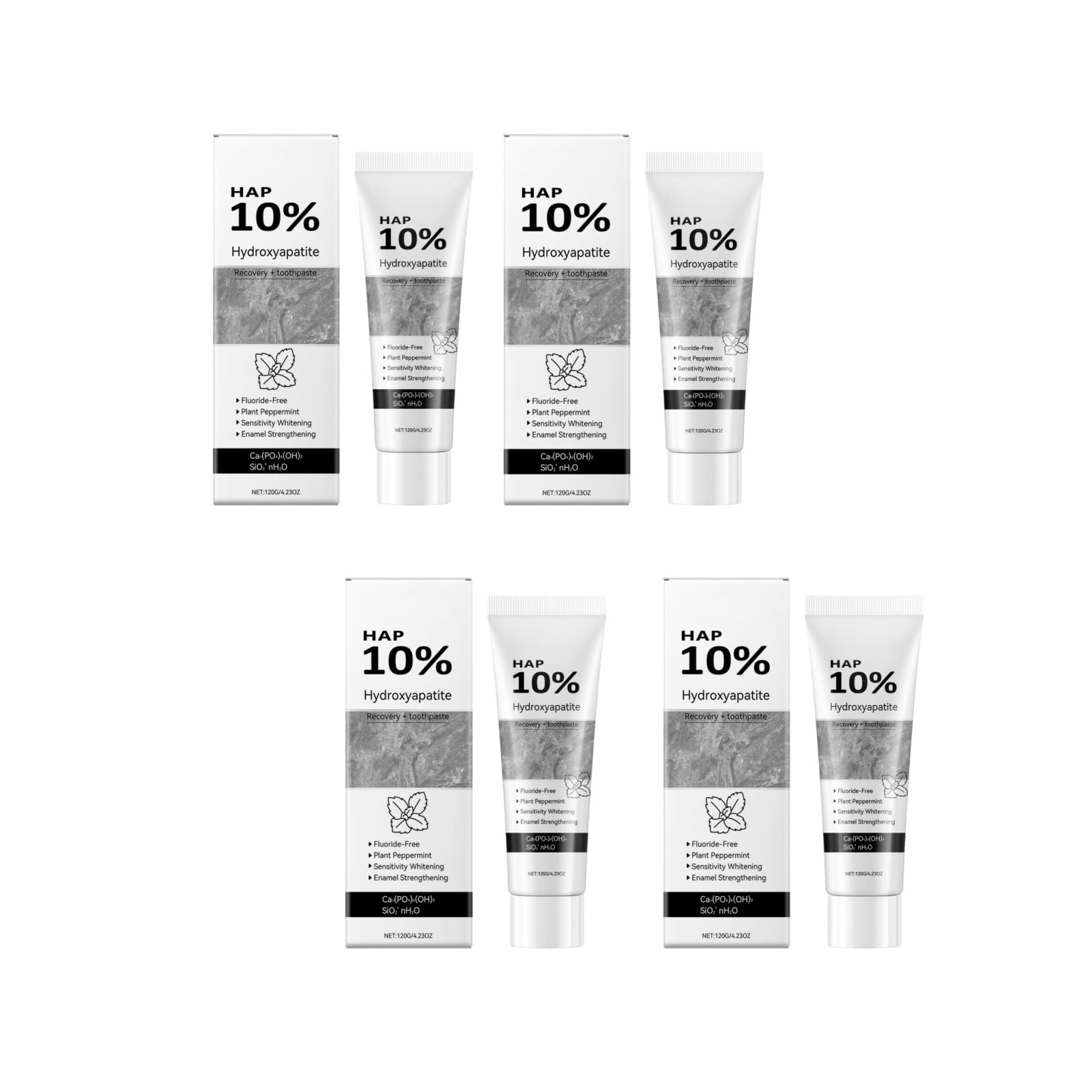 Fluoride Free Nano 10% Hydroxyapatite Toothpaste, Enamel Strengthening & Restoration, Deep Cleaning, Alleviates Dental Sensitivity, Reduces Caries, Mint Fresh Breath