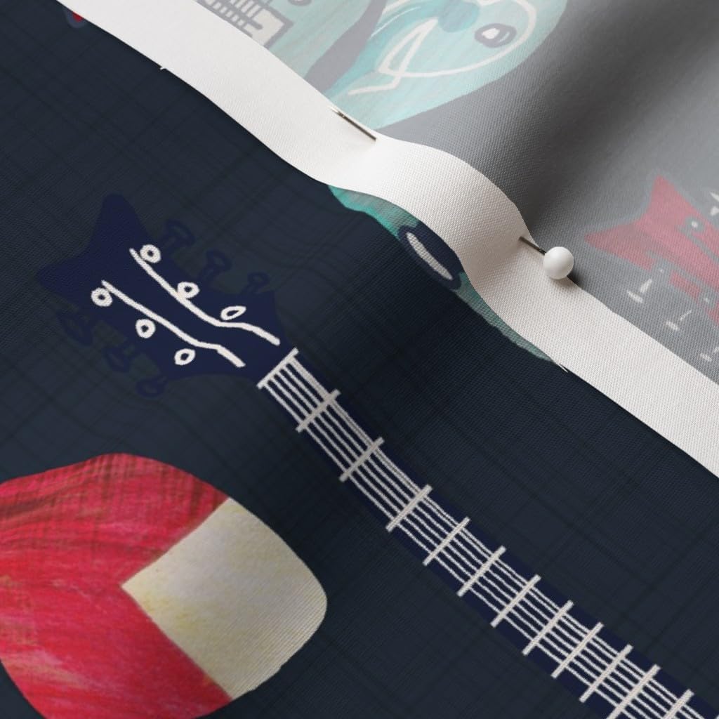 Spoonflower Fabric - Guitar Rock Retro Vintage Music Instrument Musical Talent Little Printed on Cotton Poplin Fabric by The Yard - Sewing Shirting Quilting Dresses Apparel Crafts