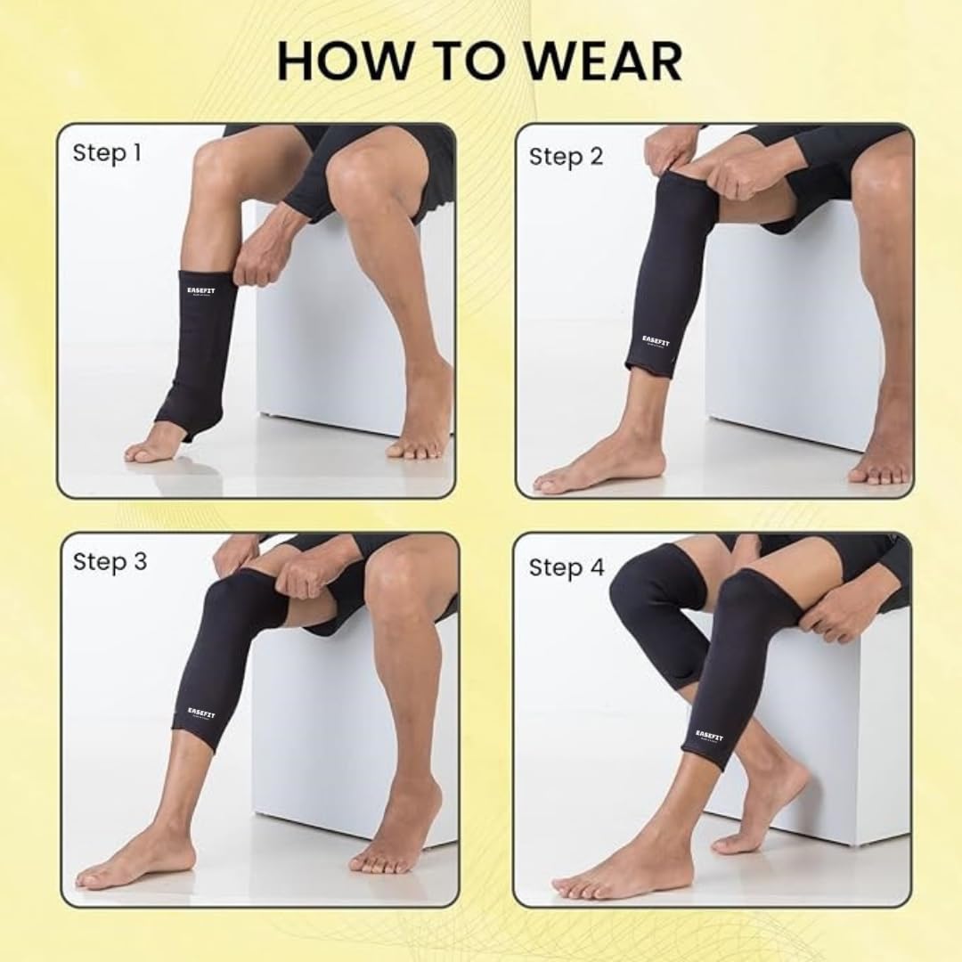 EASEFIT Orthopedic Pain Relief Knee Support Cap Brace/Sleeves Pair For Sports, Pain Relief, Compression Support, Exercise, Gym, Running, Cycling Brace Knee Support For Men And Women (S, Black) 3