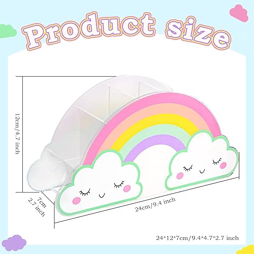 Miniatura 2 de MeCids Portalápices para escritorio, soporte acrílico para bolígrafo, organizador de suministros de arco iris para el hogar, aula, escuela, oficina,