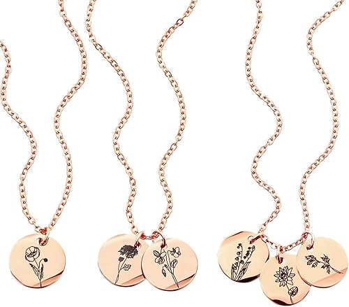Collar de flores de nacimiento de oro rosa Regalo para ella Collar personalizado Diseño Floral Joyería Regalo del Día de la Madre Joyería
