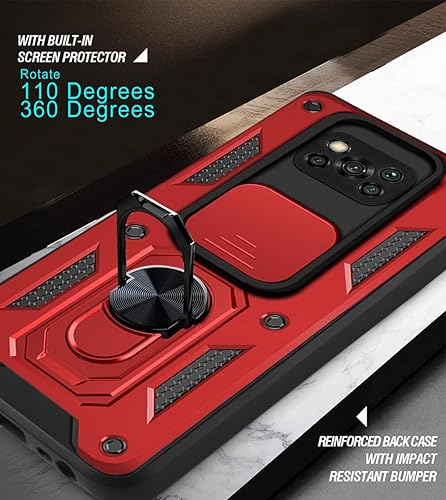 Miniatura 4 de Kukoufey Compatible con carcasa de soporte Xiaomi Poco X3, con cubierta de lente de cámara deslizante compatible con Xiaomi Poco X3 NFC M2007J20CG