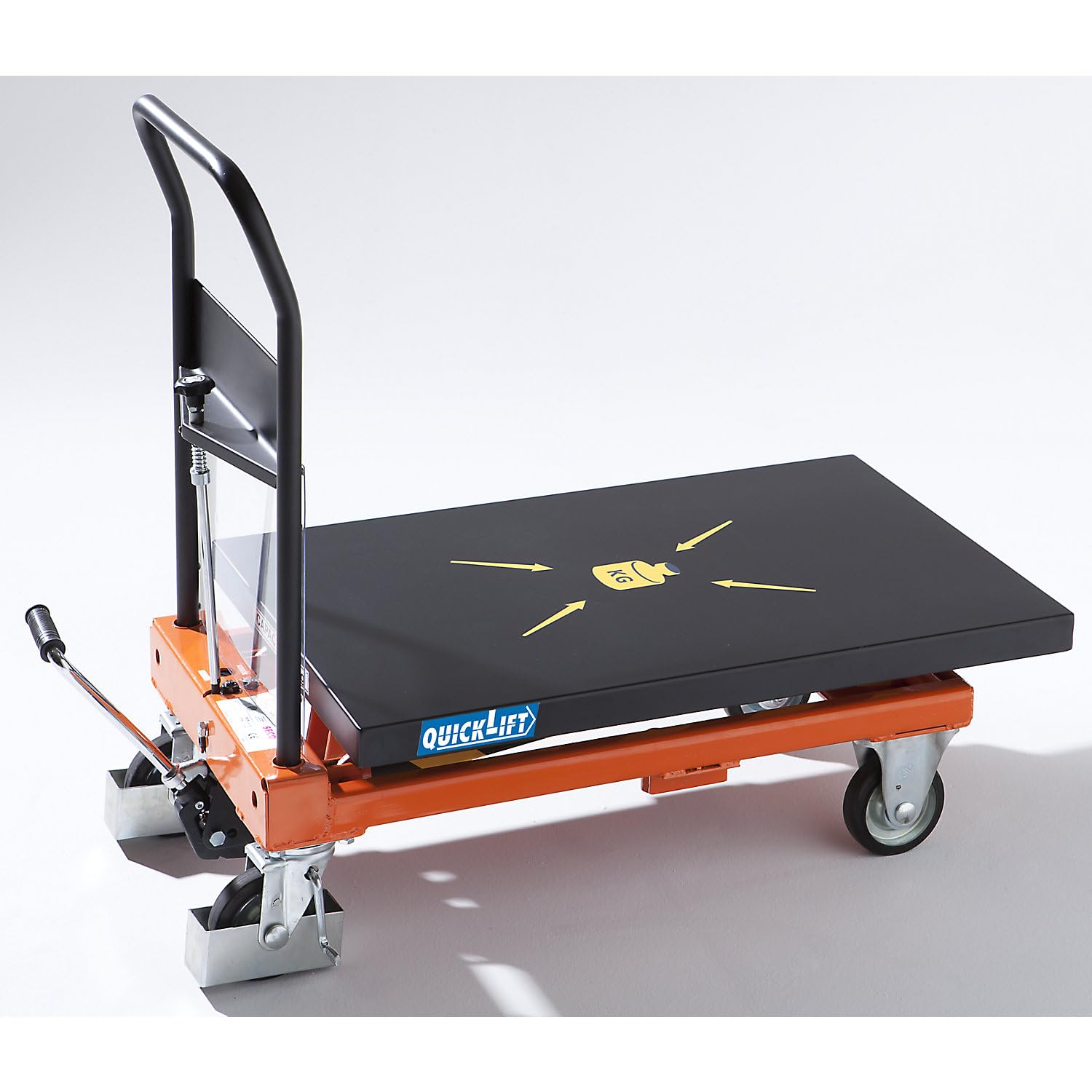 kaiserkraft | Scheren-Hubwagen | Tragfähigkeit 400 kg, Hub je Pedaltritt mit QuickLift 28 mm