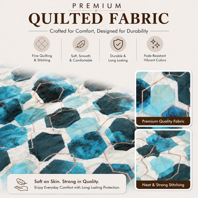 Image of Nendle Quilted Customisable Digital Printed Sofa Mat Cover with Fixed Seat Depth of 36 Inches | Premium Velvet Fabric Furniture Protector for Custom Fit