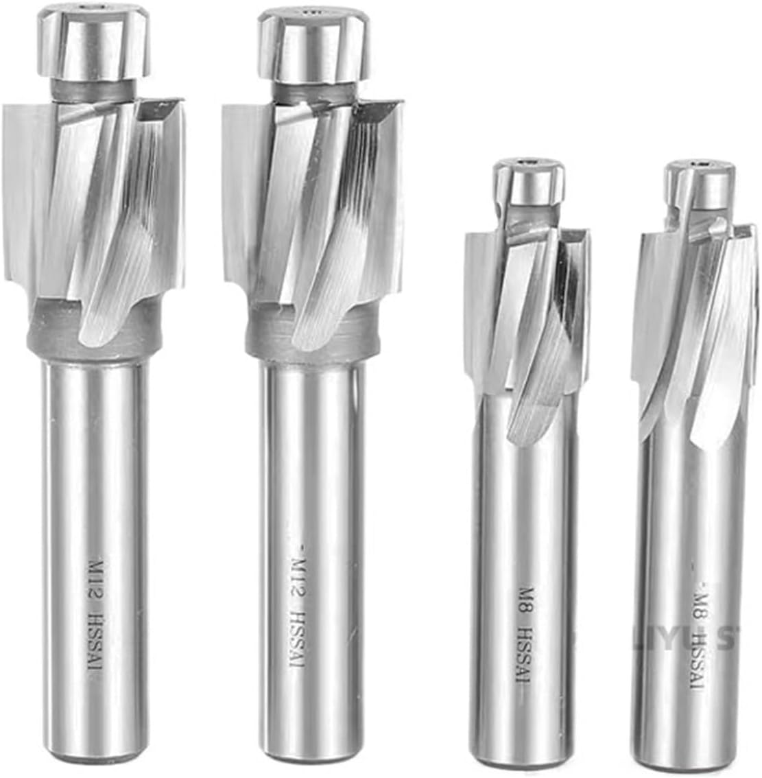 Piloted Counterbore Cutter HSS Flat Bolt Hole Cap Screw Countersink Milling Tool 4 Flutes Pilot Spot Router Slot Drill(Counterbore,M4 M4.2x8)