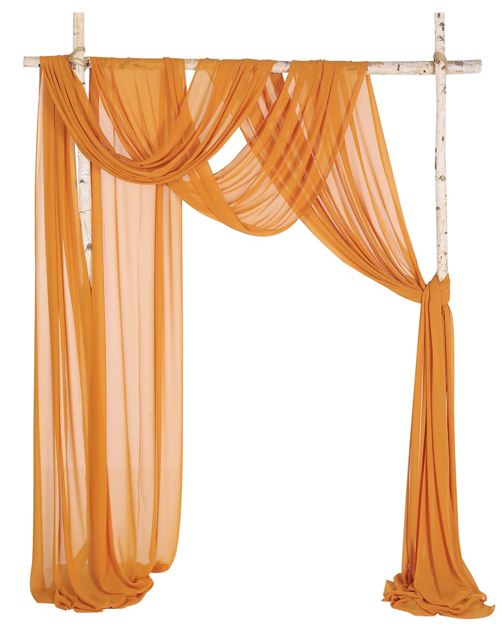 Cytdkve Orange & Orange 2 Panels 18Ft Chiffon Wedding Arch Drapes Draping Fabric For Wedding Ceremony Party Reception Backdrop (Orange & Orange)
