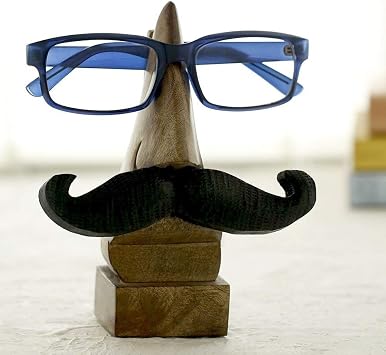 Wooden Spectacle Eye Glasses Holder, Classic Mustache Eyewear Retainer Sunglasses Holder Display Stand Wooden Specs Holder, Optical Glass Accessories, Home Decor Office Desktop Accessory