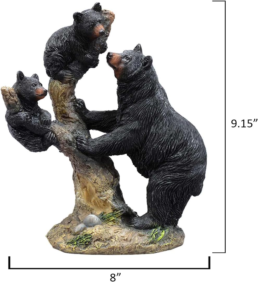 BLACK FOREST DECOR Climbing Lesson Bear Sculpture, Resin, 8" W x 3 1/2" D x 9 1/5" H