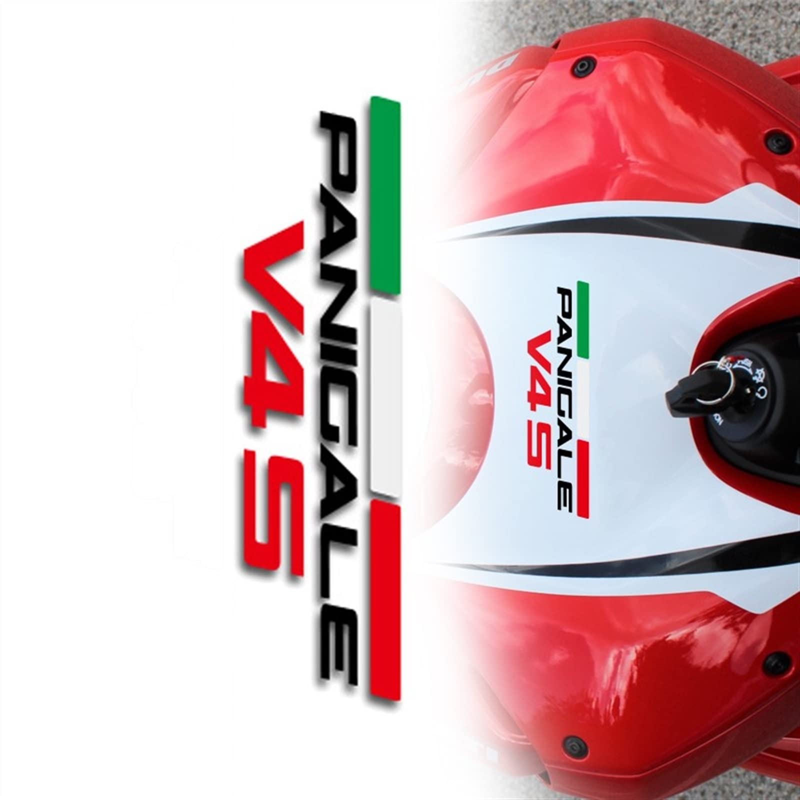 FLYIFE For Ducati PANIGALE V4 V4R V4S V4SP Fuel Tank Fuel Tank Cap Sticker Decal Cutout Italian Flag Accessories (Color : Black V4S)