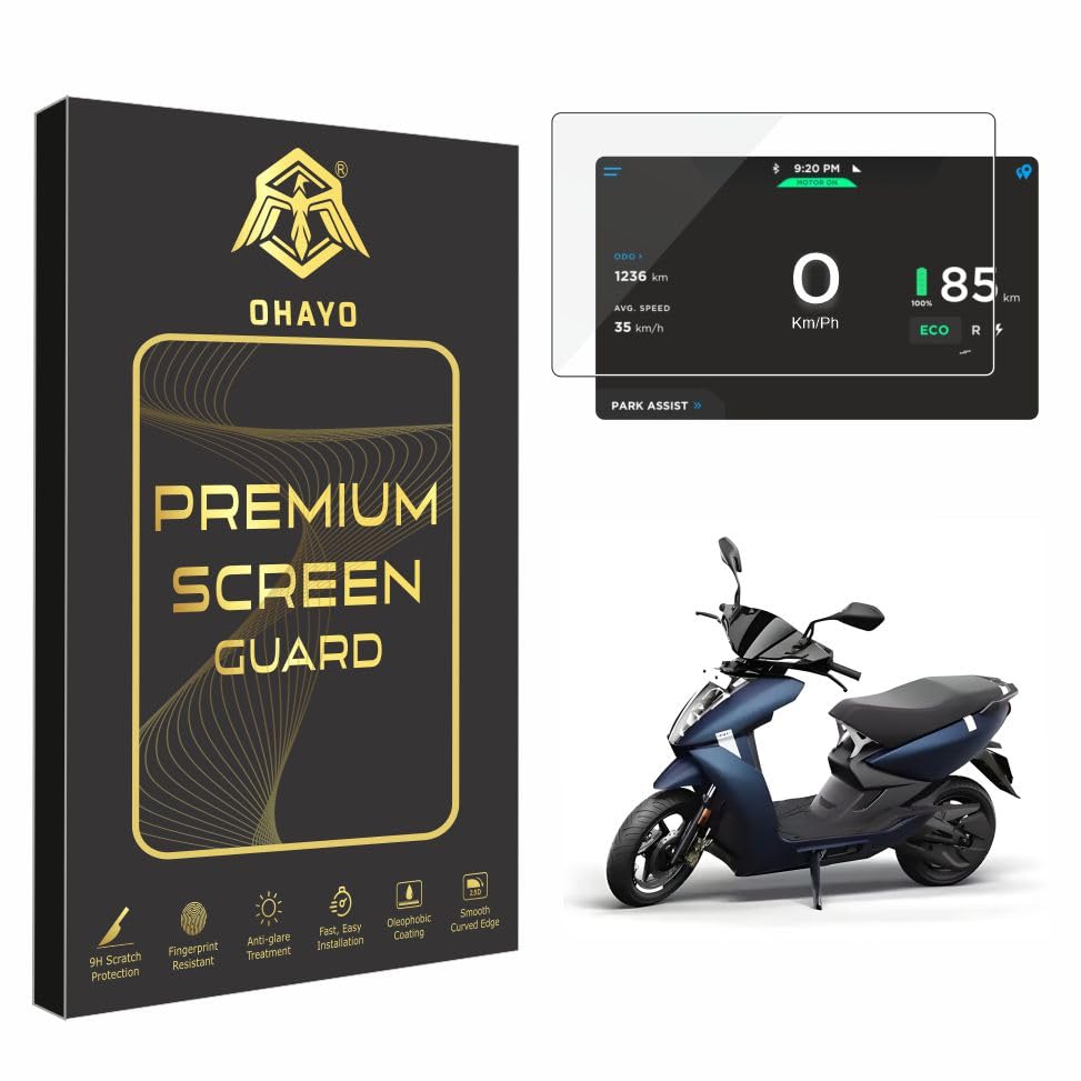 OHAYO Military Strength Screen Protector, Strong Protection, Full Screen Edge-to-Edge Cover, Scratch Resistant, Bubble-Free Installation, Ultra HD Clarity,With installation kit (Ather 450 x Plus / Apex Gen 3 Rizta)