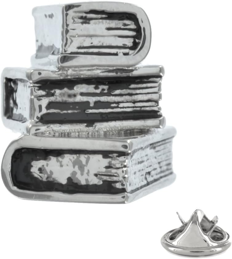 3D Stack of Books Luxury Metal Pin Badge