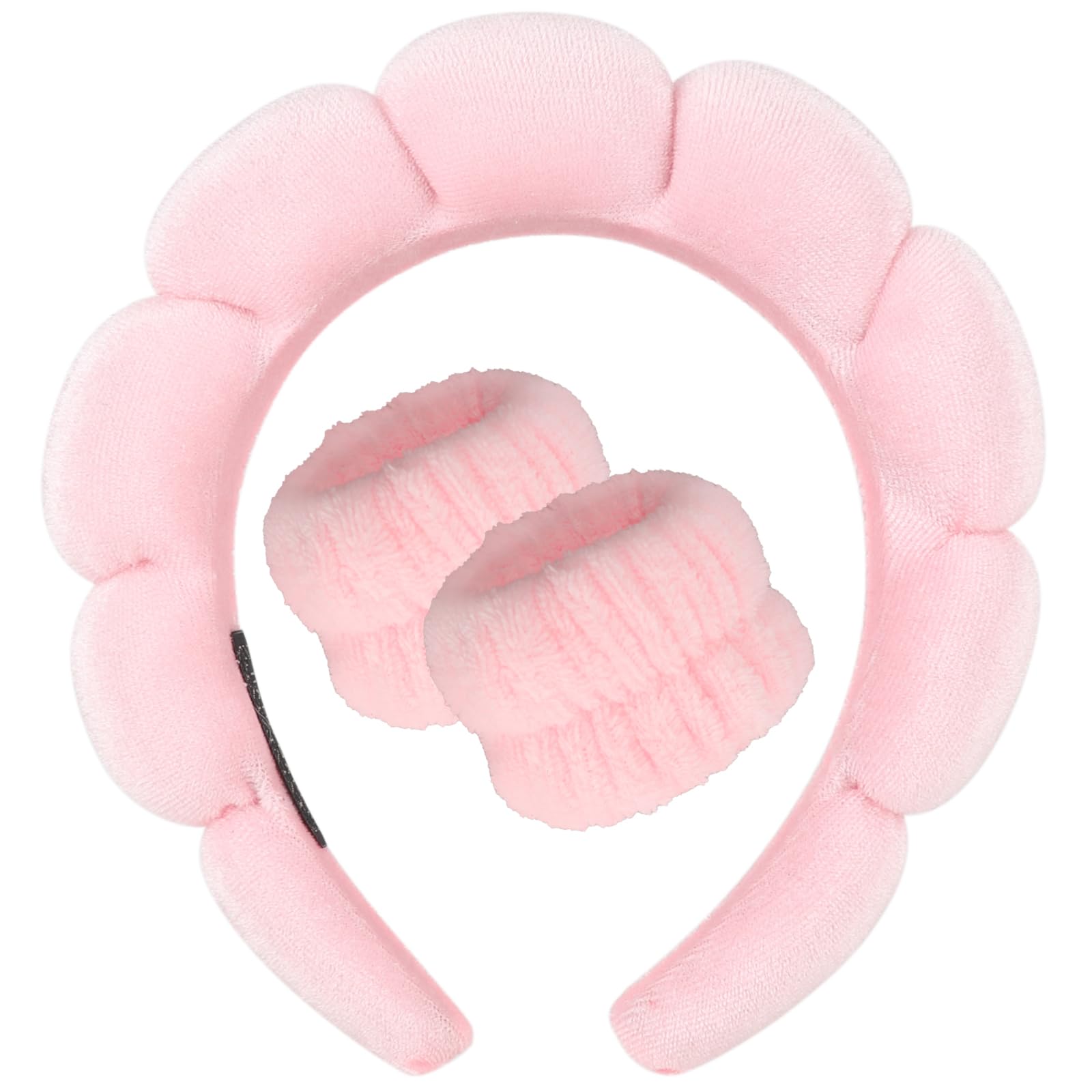 DRESHOW Spa Headband for Washing Face Wristband Set Sponge Soft Terry Cloth Makeup Skincare Non Slip Headband for Women