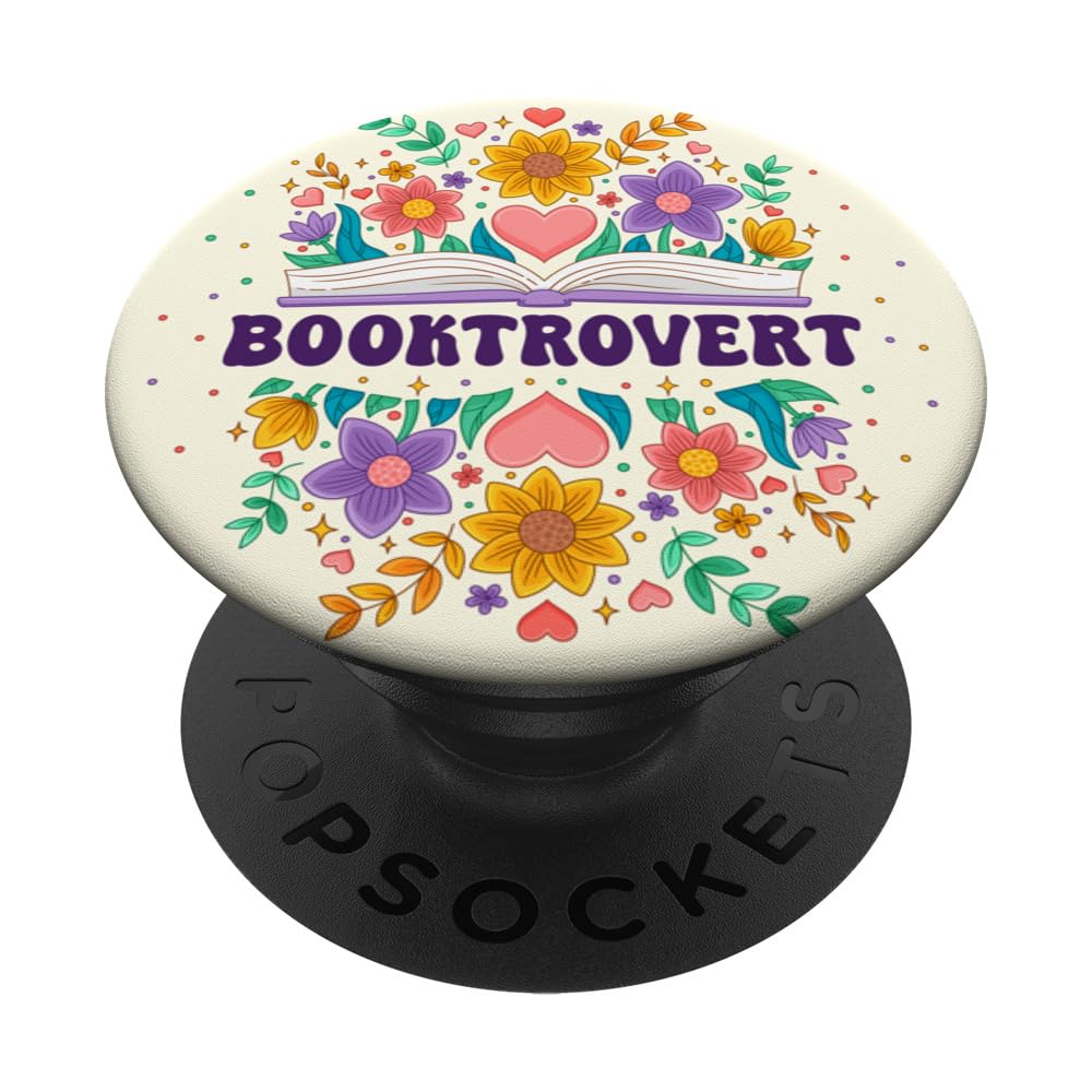 Booktrovert Book Lover Cute Pink Read Librarian Bookish PopSockets Adhesive PopGrip