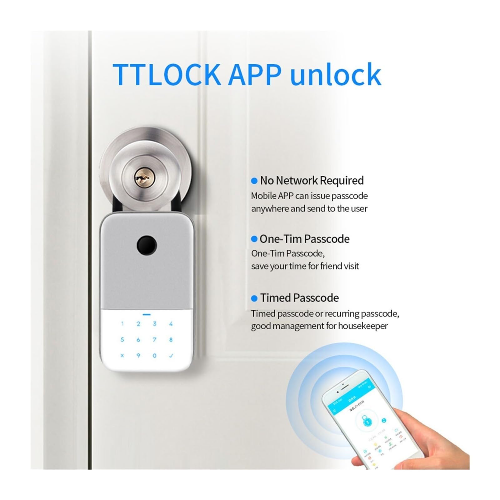 Cassetta di sicurezza, Key Safe TTlock APP Finrprint Digital Box App Accesso remoto Montaggio a parete Combinazione di sicurezza
