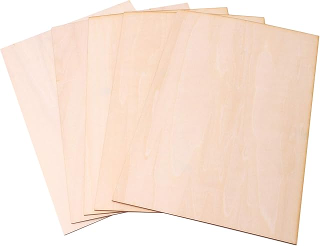 Homeswitch Rectangle Unfinished Craft DIY Basswood Wooden Sheets for DIY Building Model Parts Pack of 5 (300x200x1.5mm)