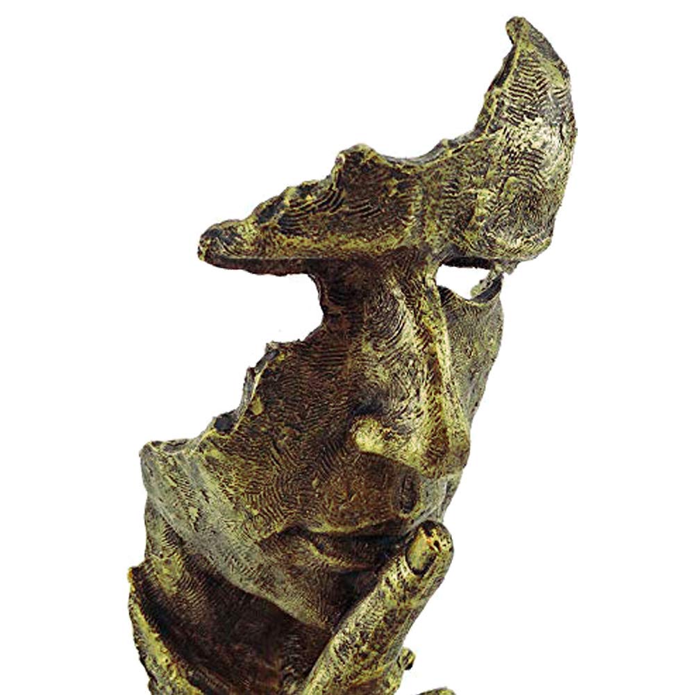 LEPENDOR Silence est d'or 34cm Statue Homme Silencieux Résine Sculpture Abstraite Décoration Bureau Figurine Cadeau
