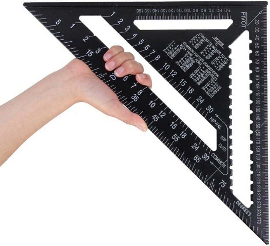 12 Inch Aluminum Alloy Triangle Ruler, High Precisions Square Protractor Roofing Square Scale Speed Carpenter Framing for Engineer Carpenter