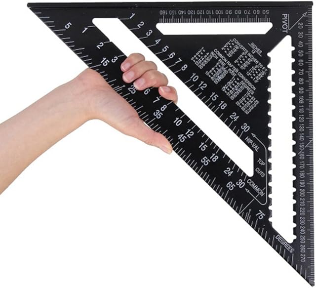 12 Inch Aluminum Alloy Triangle Ruler, High Precisions Square Protractor Roofing Square Scale Speed Carpenter Framing for Engineer Carpenter