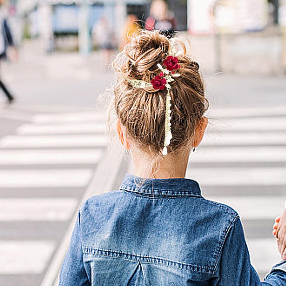 2 Stück Romantische Haarspangen Mit Rose & Perlen – Vintage-Look Für Hohen Pferdeschwanz, Braut & Festliche Anlässe