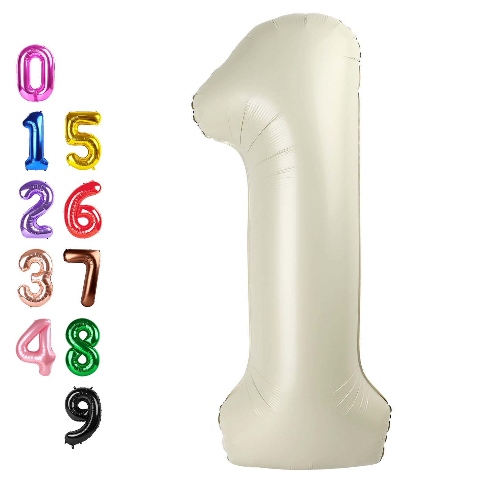 Number Balloons 1 Balloon Cream for 1st Birthday Party Decorations, 40 inch