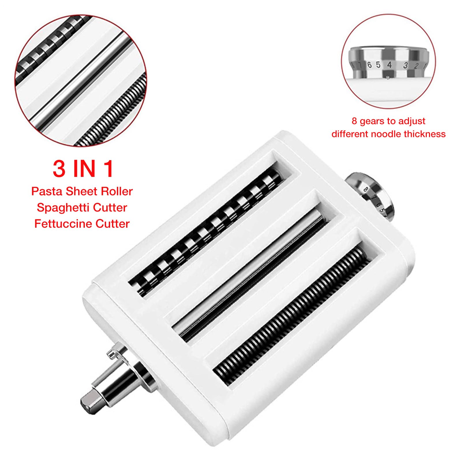 Pasta Roller & Cutter Kit - Vielseitiges Pasta Making Attachment Set | Rollschneider Werkzeuge für frische hausgemachte Pastta, Lasagneblätter, Spaghetti Fettuccine, ideal für die Küche